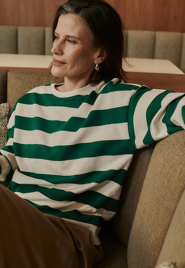 LADIES' CROSS-STRIPED KNITTED SWEATSHIRT — CANDY 1 LADIES' CROSS-STRIPED KNITTED SWEATSHIRT — CANDY 1 MULTIKOLOR 1