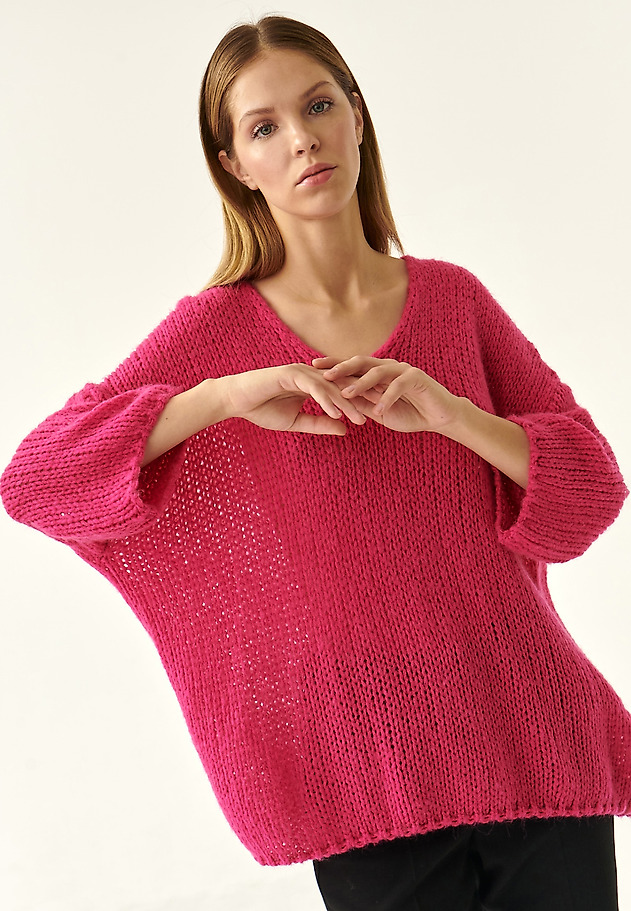 LOOSE SWEATER WITH VISIBLE WEAVE BAJANA LOOSE SWEATER WITH VISIBLE WEAVE BAJANA RÓŻOWY 6