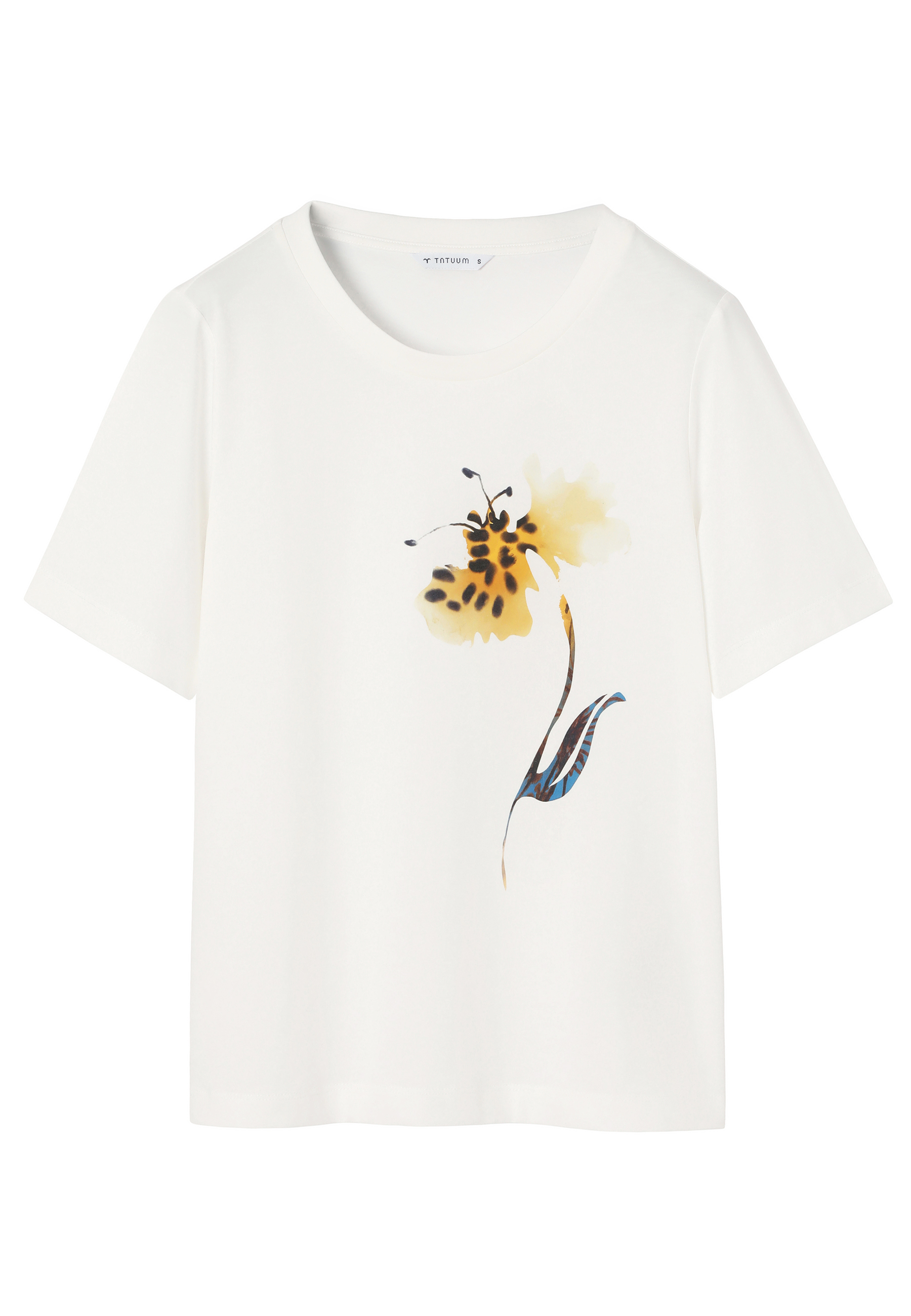 BAWEŁNIANY T-SHIRT Z NADRUKIEM - LANDA 1 ECRU 2