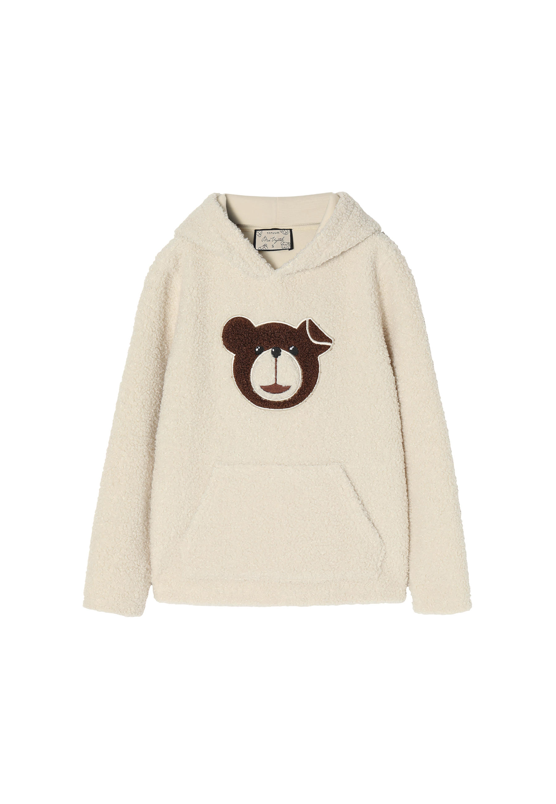 BLUZA DZIECIĘCA TYPU OWIECZKA Z NASZYWKĄ Z MISIEM USZATKIEM MARAKIN KIDS ECRU 2