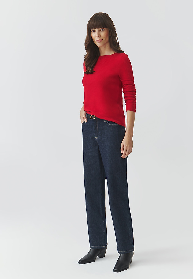 CASHMERE LADIES' JUMPER WITH BOAT NECKLINE — LEMON CASHMERE LADIES' JUMPER WITH BOAT NECKLINE — LEMON RED 2