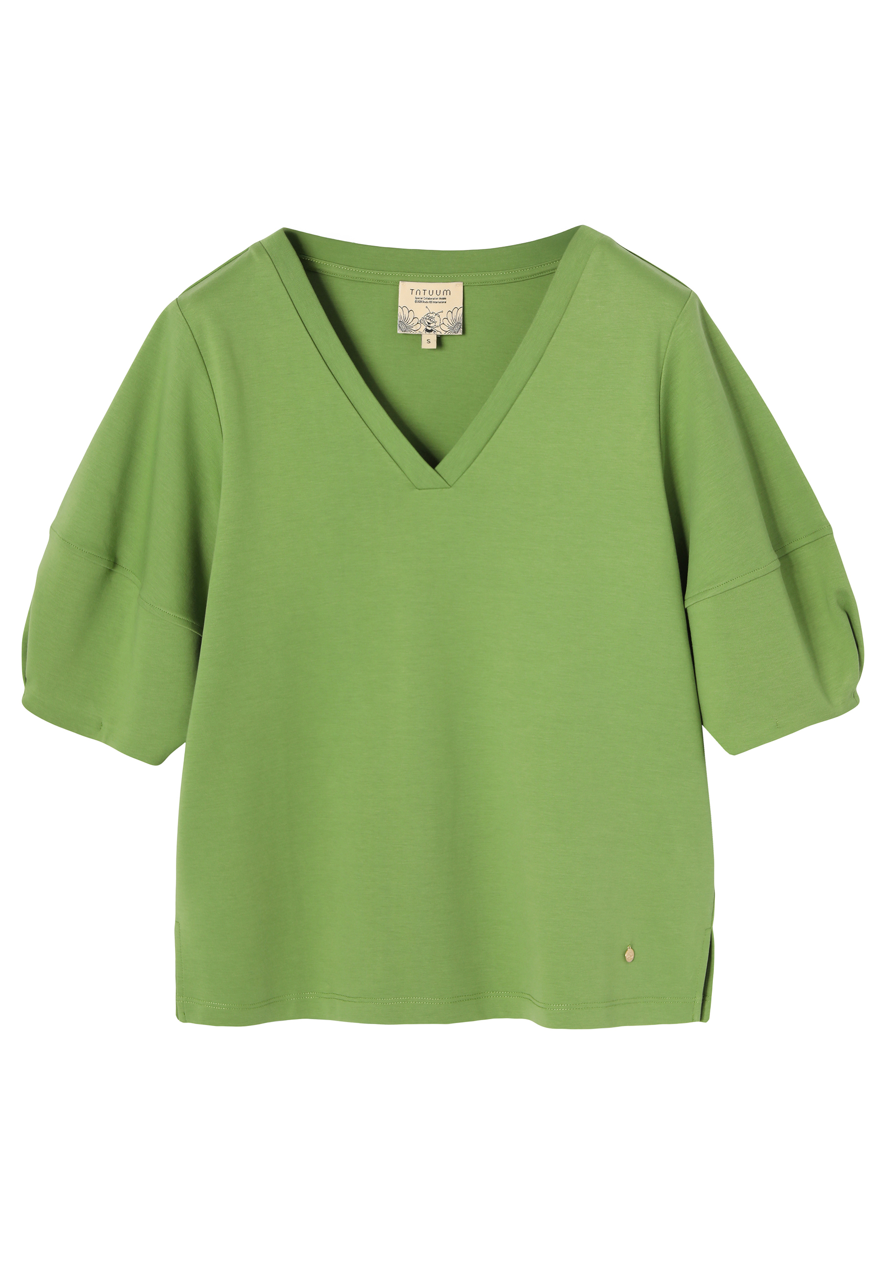 BLOUSE WITH PUFFED SLEEVES - BEESA 1 GREEN 2