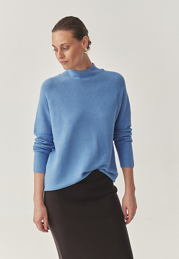 PULOVER CU GOLĂ DE JUMĂTATE ȘI ÎMBRĂCĂMINTE DIN LANA - JOLIE PULOVER CU GOLĂ DE JUMĂTATE ȘI ÎMBRĂCĂMINTE DIN LANA - JOLIE ALBASTRU 2