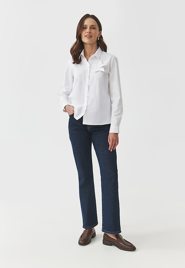 COTTON SHIRT WITH SPATIAL FLOWER — SUSAN COTTON SHIRT WITH SPATIAL FLOWER — SUSAN BIAŁY 8