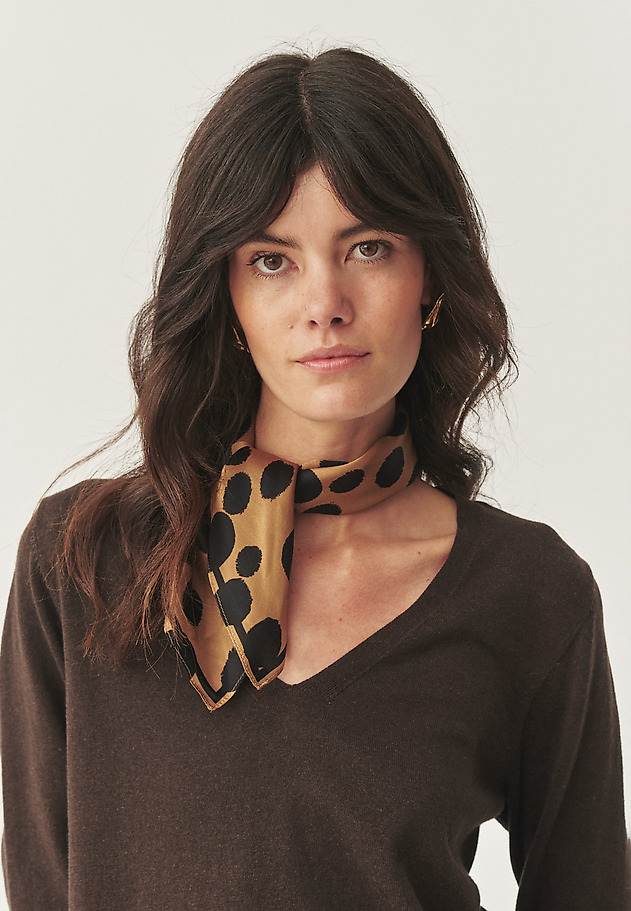 SILK SCARF - BINA SILK SCARF - BINA BROWN 1