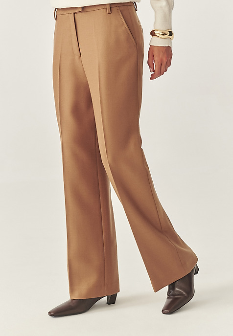 WEŁNIANE SPODNIE GARNITUROWE - ZARIANA 2 BRĄZOWY 2