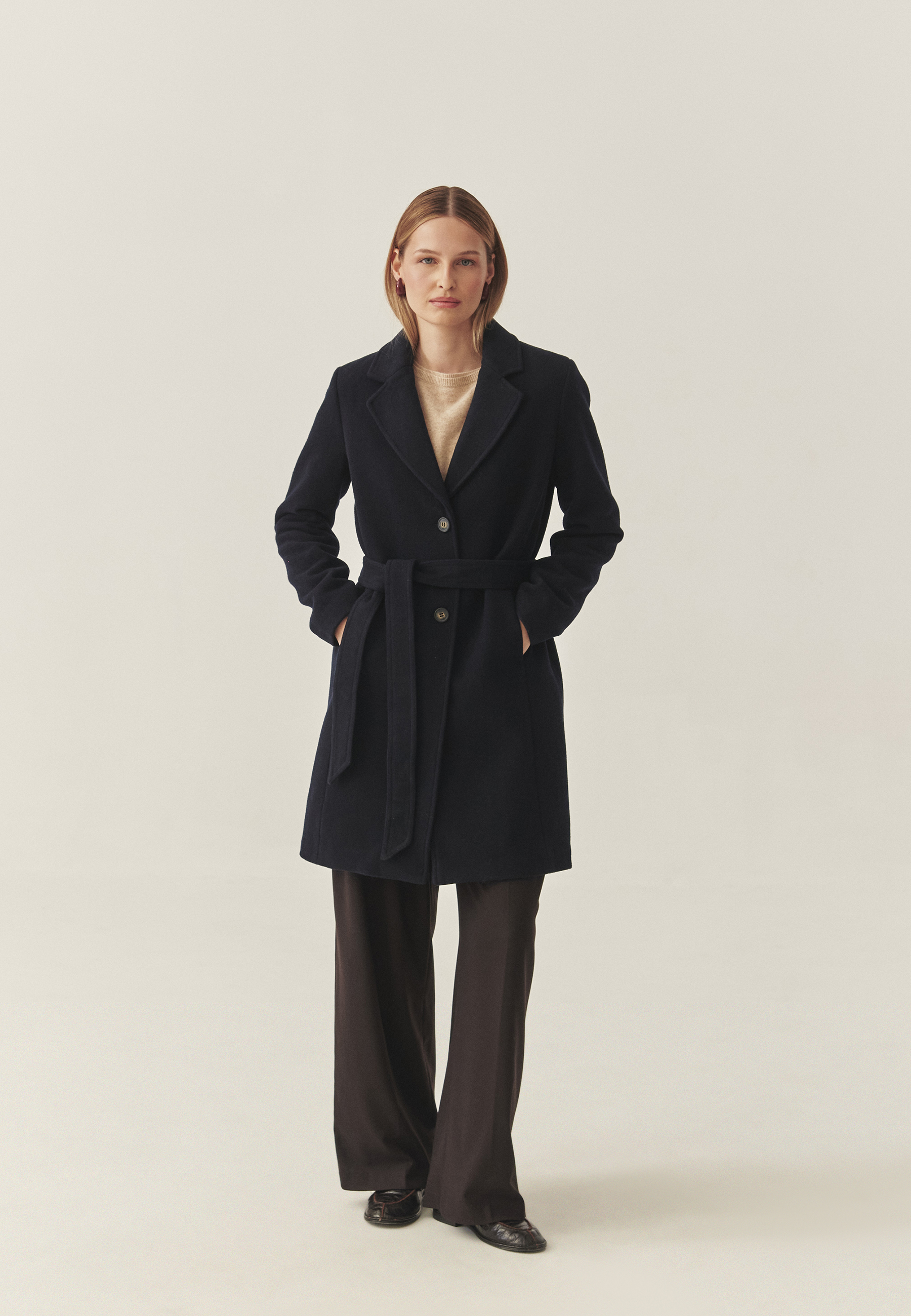 DÁMSKY TEXTILNÝ KABÁT S OPASKOM – NITIKA NÁMORNÍCKA MODRÁ 2