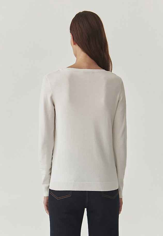 CLASSIC LADIES’ SWEATER WITH ROUND NECKLINE - TESSINI CLASSIC LADIES’ SWEATER WITH ROUND NECKLINE - TESSINI ECRU 4