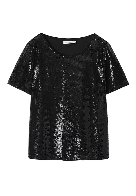 LADIES’ SEQUINED BLOUSE VELVITA BLACK 2