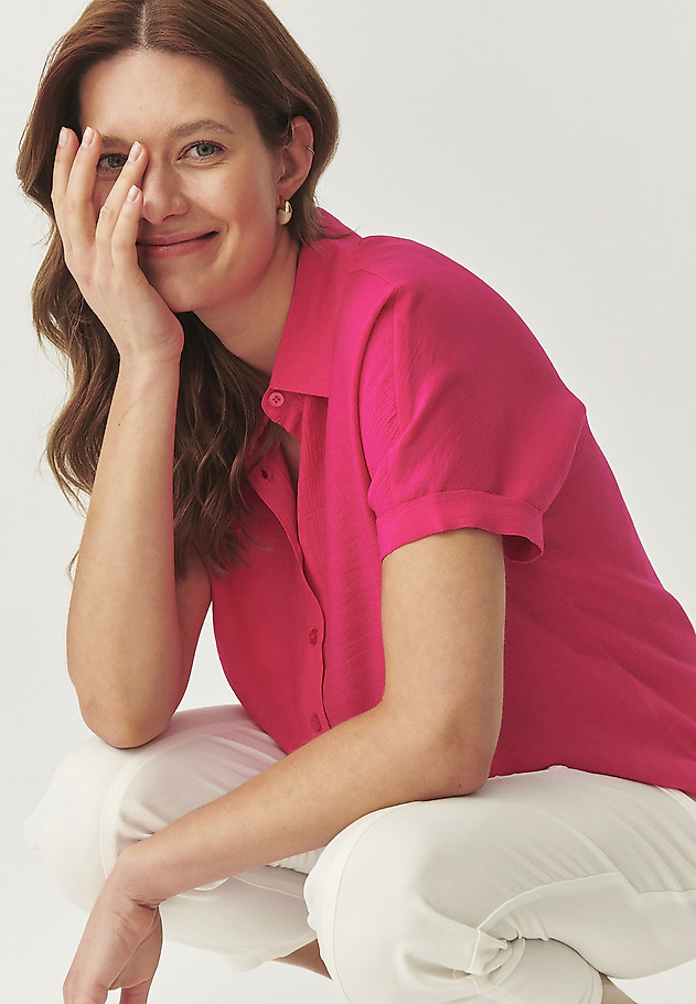 SHORT-SLEEVED WOVEN SHIRT - ZARIA SHORT-SLEEVED WOVEN SHIRT - ZARIA RÓŻOWY 1