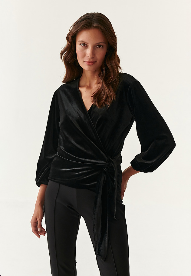 LADIES' VELVET WRAP BLOUSE VIVETI LADIES' VELVET WRAP BLOUSE VIVETI BLACK 1