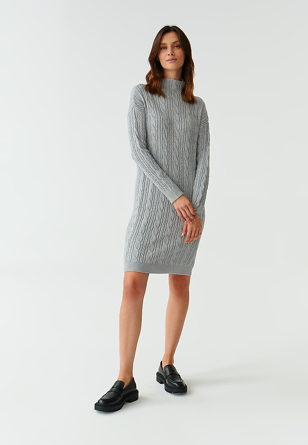 LADIES’ KNIT DRESS WITH A BRAIDED TEXTURE WENWI LADIES’ KNIT DRESS WITH A BRAIDED TEXTURE WENWI GREY 2