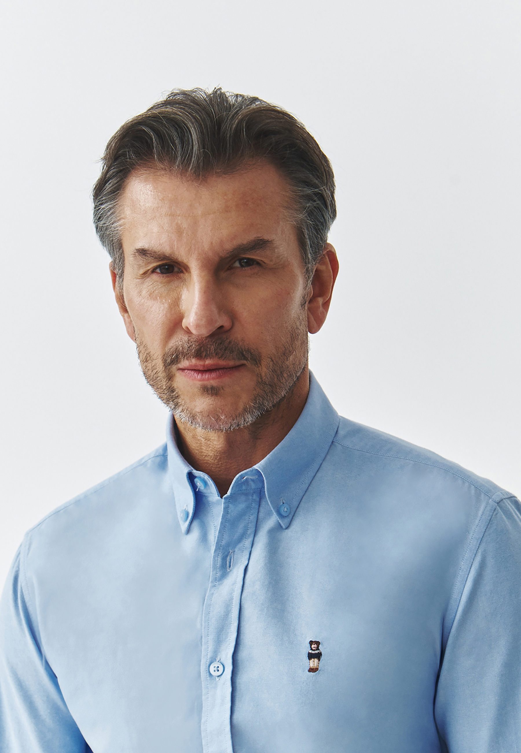 MEN'S COTTON SHIRT WITH A FITTED CUT - MARCO 3 SLIM BLUE 2