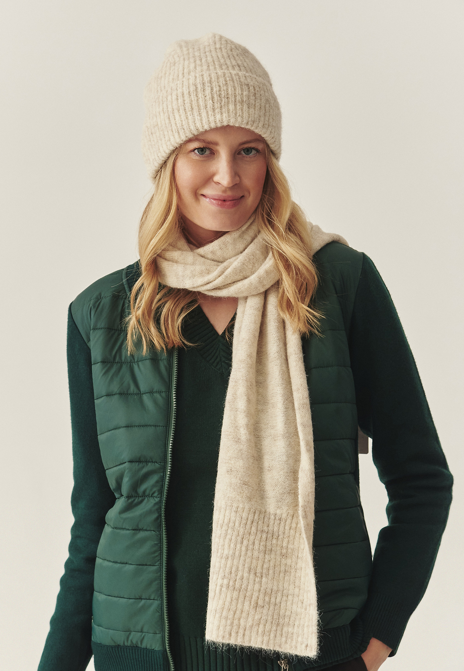 SCARF WITH WOOL BLEND - STORIV SCARF WITH WOOL BLEND - STORIV ECRU 117615