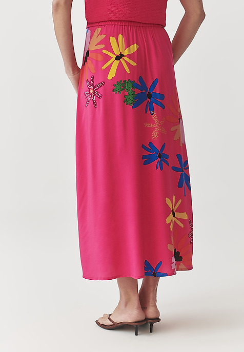 LADIES’ LONG FLORAL SKIRT - SAND 1 PINK 2