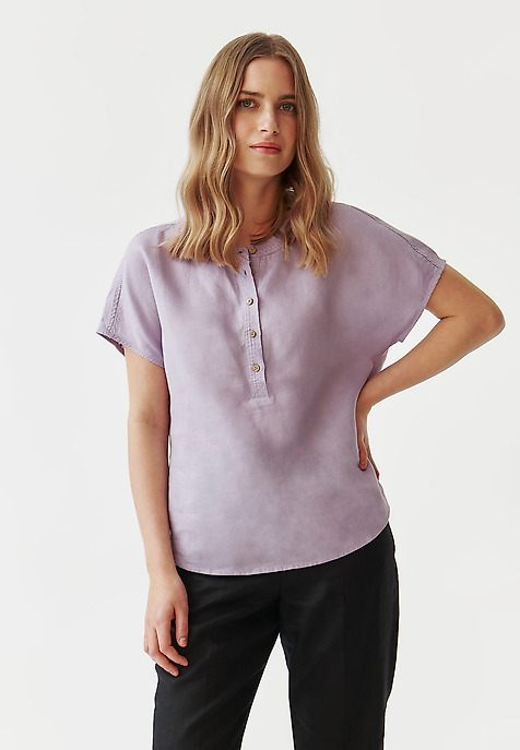 LADIES’ LINEN BLOUSE WITH COCONUT BUTTONS - SARAKIMO PURPLE 2