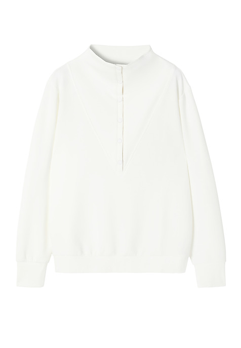LADIES' KNITTED SWEATSHIRT WITH STAND-UP COLLAR — LANIQI ECRU 2