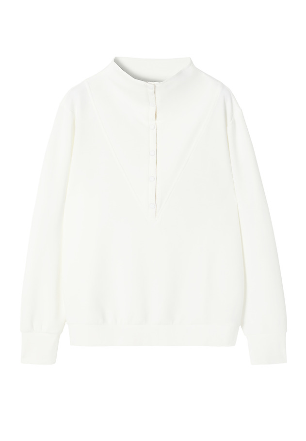 LADIES' KNITTED SWEATSHIRT WITH STAND-UP COLLAR — LANIQI LADIES' KNITTED SWEATSHIRT WITH STAND-UP COLLAR — LANIQI ECRU 10