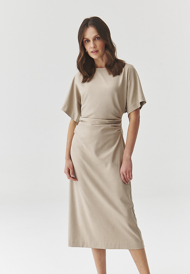 CLASSIC MIDI DRESS WITH KIMONO SLEEVES — JING CLASSIC MIDI DRESS WITH KIMONO SLEEVES — JING BEŻOWY 5