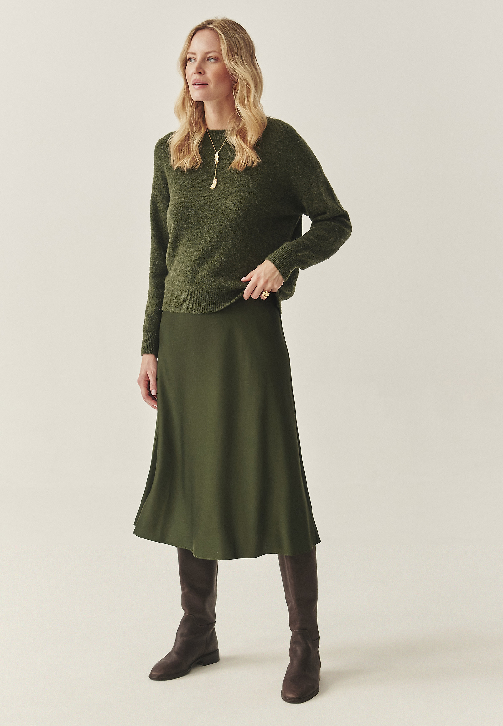 SWETER Z WEŁNĄ I ALPAKĄ - NELL SWETER Z WEŁNĄ I ALPAKĄ - NELL ZIELONY 117496