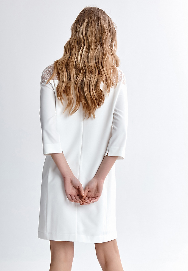 ELEGANCKA SUKIENKA Z HAFTEM - KARETA B ELEGANCKA SUKIENKA Z HAFTEM - KARETA B ECRU 2