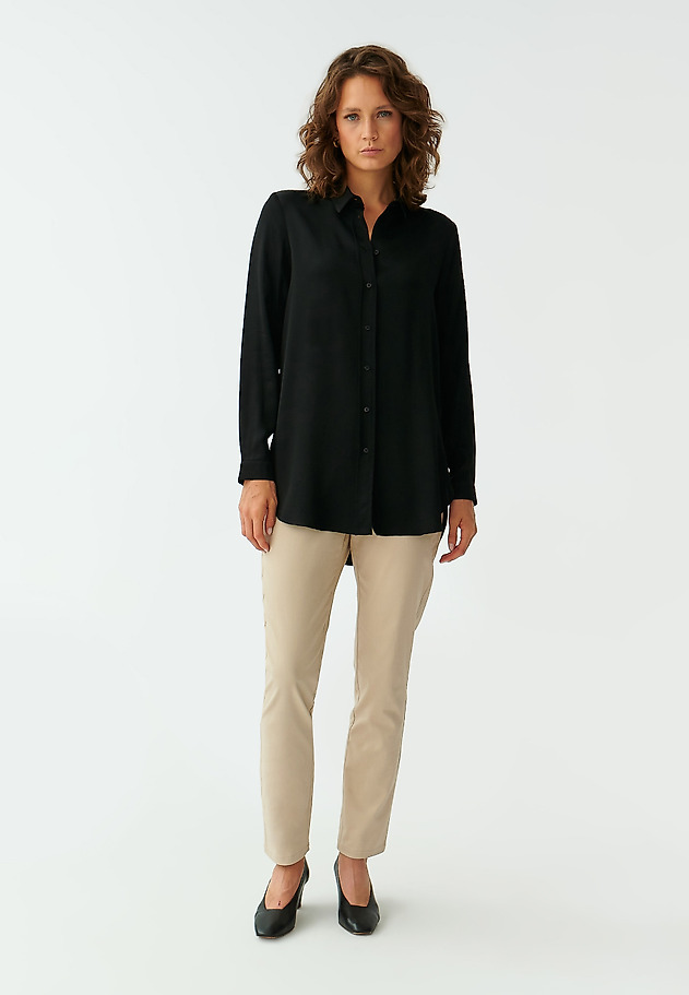 LADIES’ LONG SATIN SHIRT TREALIA LADIES’ LONG SATIN SHIRT TREALIA BLACK 2