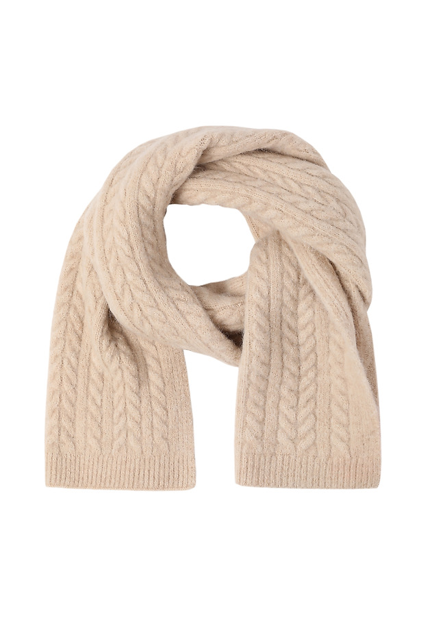 LADIES' KNITTED SCARF WITH PLAID PATTERN — TOPI LADIES' KNITTED SCARF WITH PLAID PATTERN — TOPI BEŻOWY 2