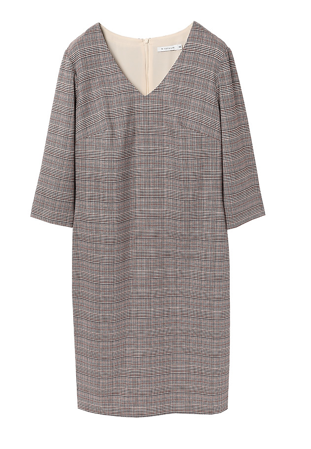 ELEGANT CHECKERED FABRIC DRESS - KOLUMI ELEGANT CHECKERED FABRIC DRESS - KOLUMI MULTIKOLOR 5