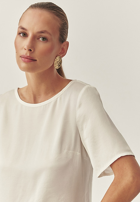 LADIES’ SHORT-SLEEVED BLOUSE - MEKJA 1 ECRU 2