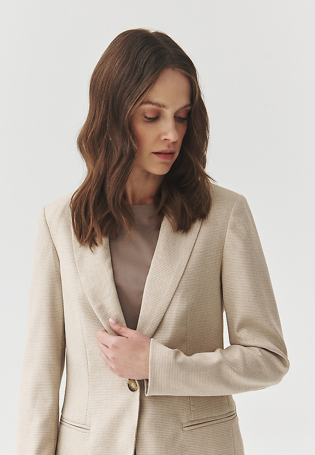 WAIST-LENGTH BLAZER IN A FINE CHECK PATTERN — LAMIZA WAIST-LENGTH BLAZER IN A FINE CHECK PATTERN — LAMIZA ECRU 6