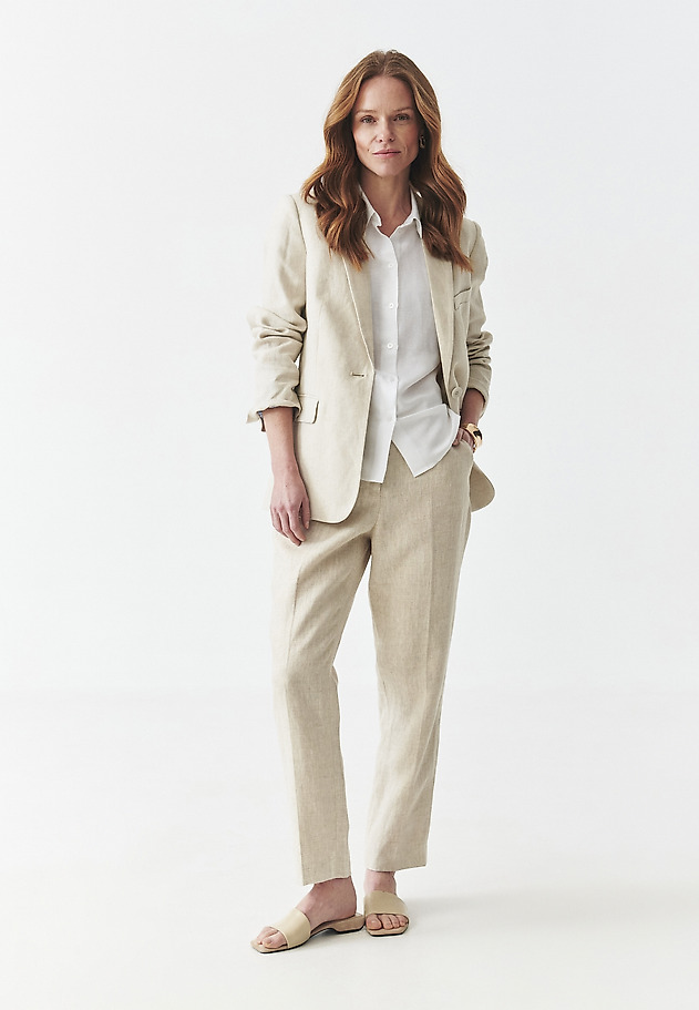 OHLAPEN BLAZER IZ LANU - MEKO OHLAPEN BLAZER IZ LANU - MEKO BEŽ 9