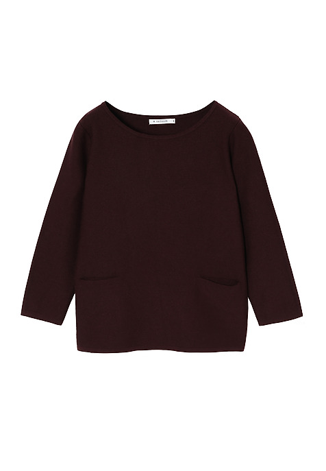 CLASSIC LADIES' JUMPER WITH 3/4 SLEEVES AND POCKETS — ADELLE PURPLE 2