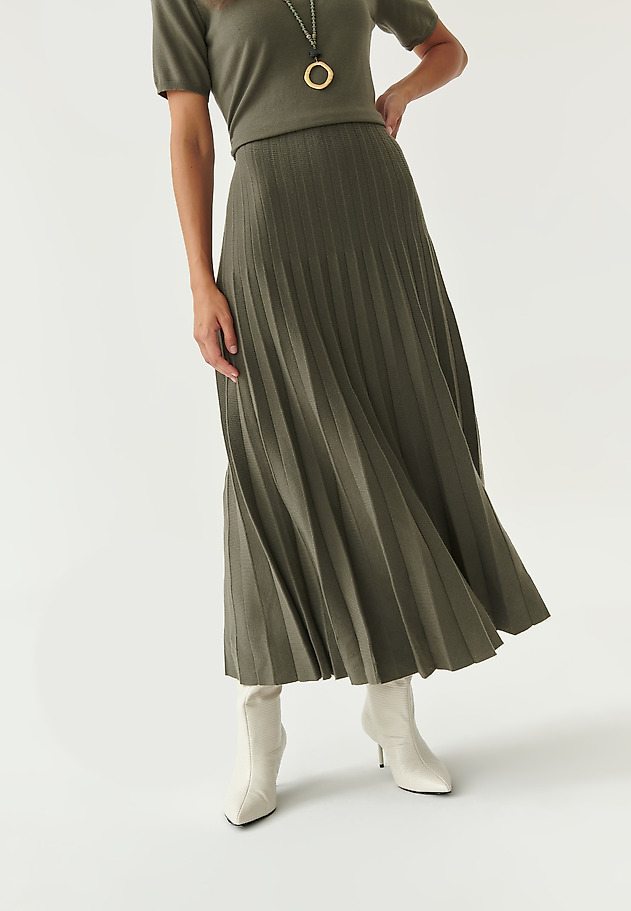 MAXI PLISOWANA SUKIENKA Z GOLFEM AKSONI MAXI PLISOWANA SUKIENKA Z GOLFEM AKSONI KHAKI 4