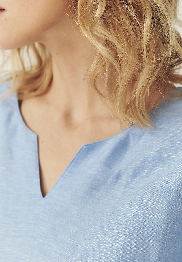 CLASSIC DRESS WITH LINEN - TWIGI CLASSIC DRESS WITH LINEN - TWIGI NIEBIESKI 3