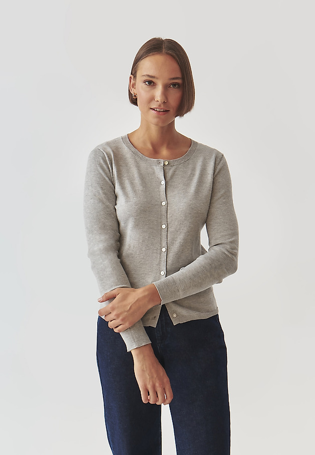 UNBUTTONED LADIES' SWEATER WITH A CLASSIC CUT - VERO UNBUTTONED LADIES' SWEATER WITH A CLASSIC CUT - VERO SZARY 3