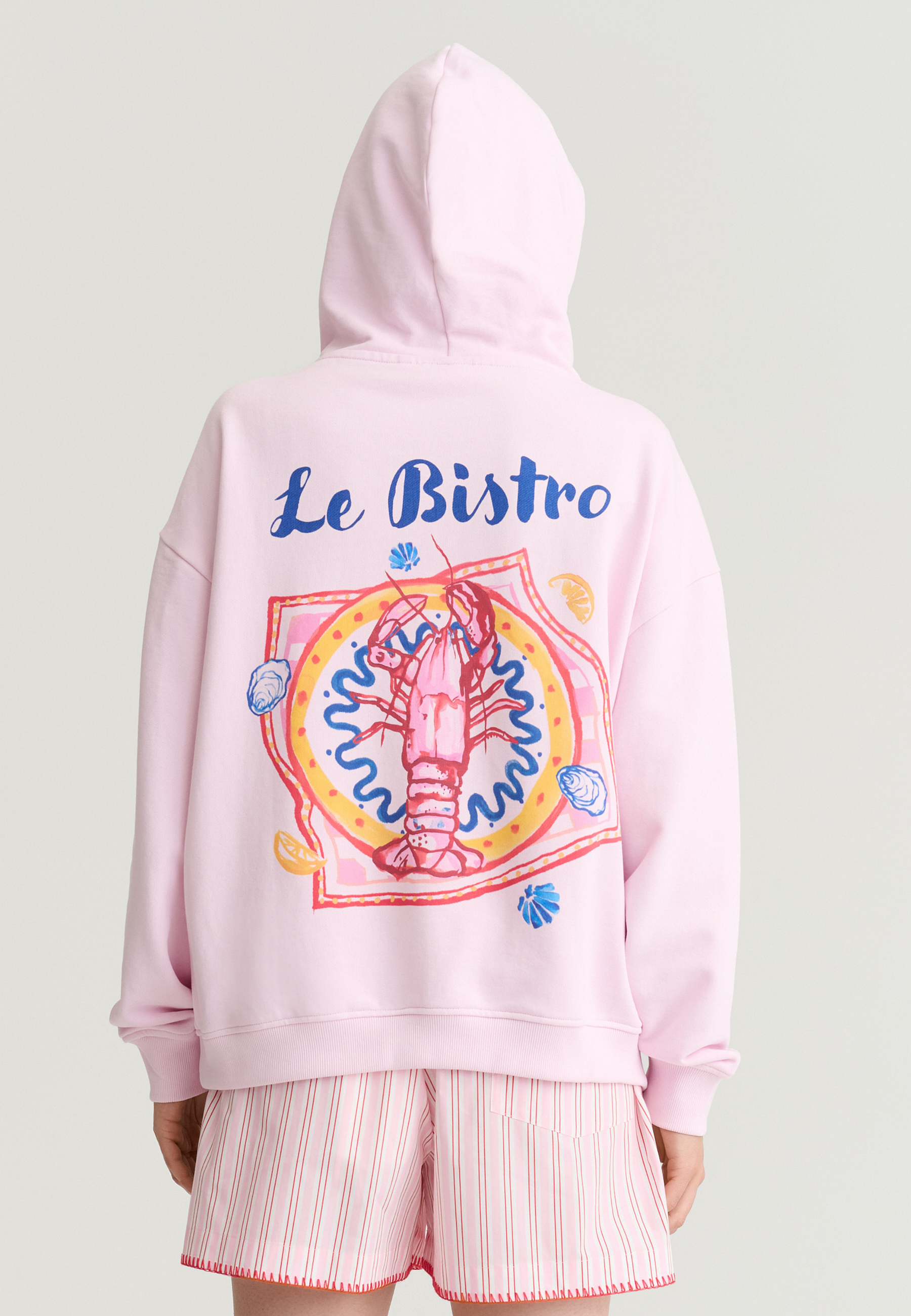 BAWEŁNIANA BLUZA Z KAPTUREM - BISTRO RÓŻOWY 2