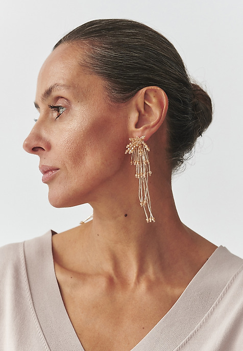 LONG BEADED EARRINGS — CORALY BEIGE 2