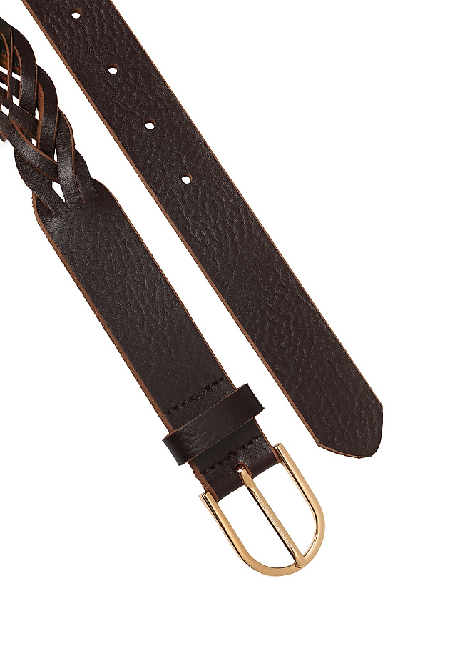 LADIES' BRAIDED LEATHER BELT BRIDI LADIES' BRAIDED LEATHER BELT BRIDI BRĄZOWY 2