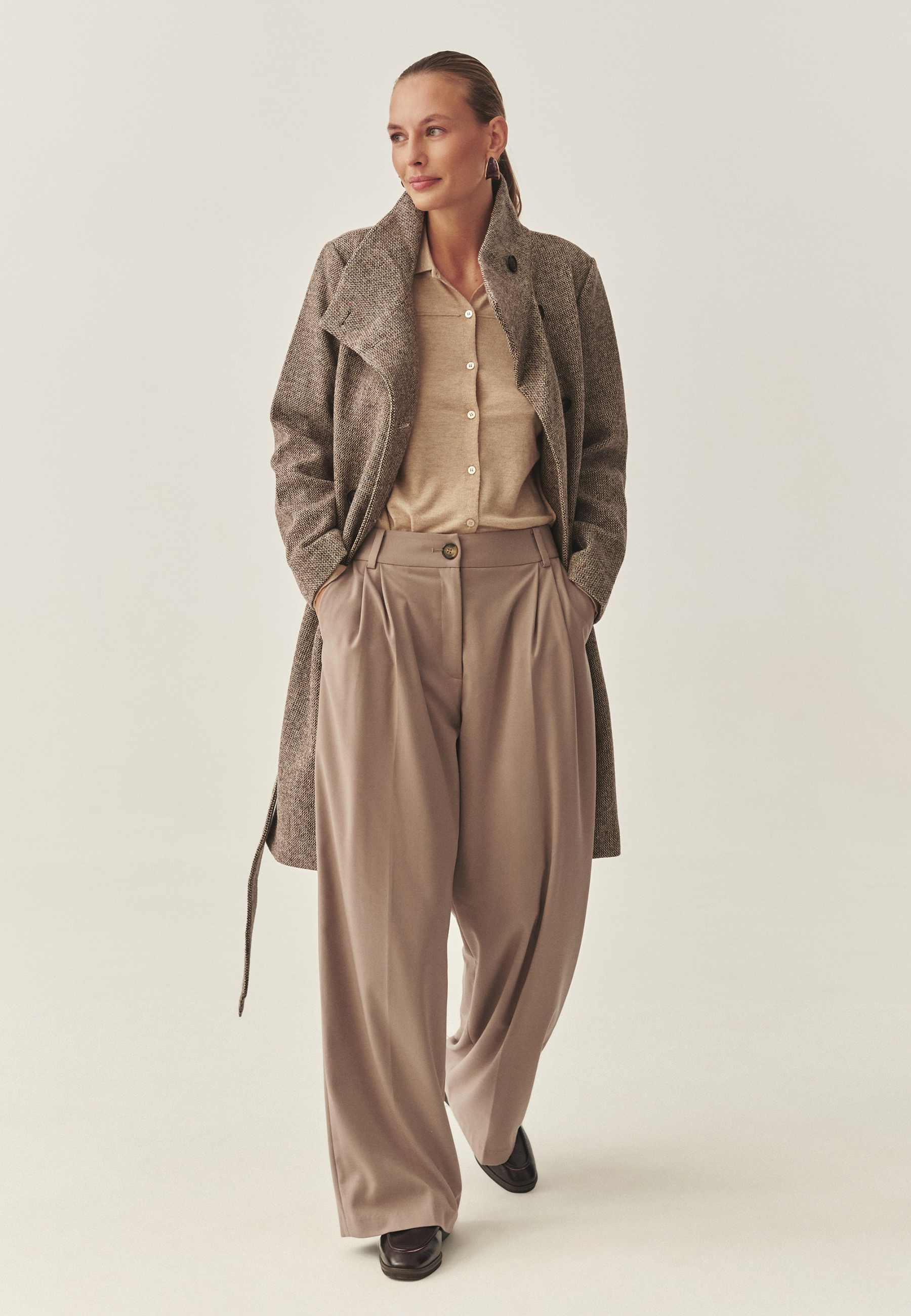 PALTON DE DAMĂ, DIN ȚESĂTURĂ CU MODEL MELANGE - DARKIA MULTICOLOR 2