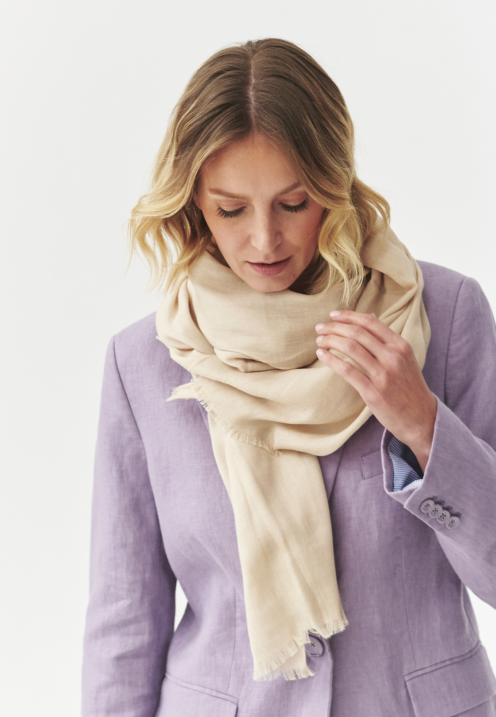 LADIES' COTTON SCARF — SENICA color BEIGE - Main Image
