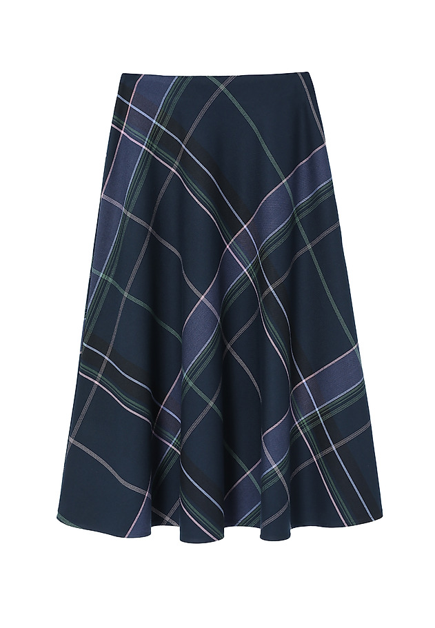 CHECKERED FABRIC FLARED MIDI SKIRT — LUBKO CHECKERED FABRIC FLARED MIDI SKIRT — LUBKO MULTIKOLOR 5