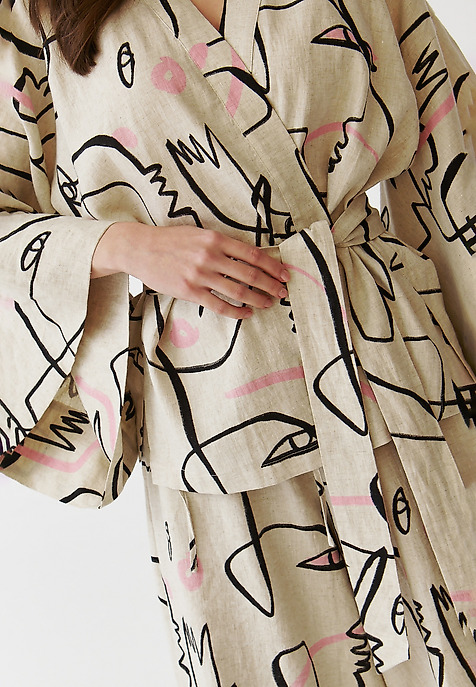 MODERN NŐI KIMONO BLAZERSÖTÉT ÖVVEL - KIMONI 1 TÖBBSZÍNŰ 2