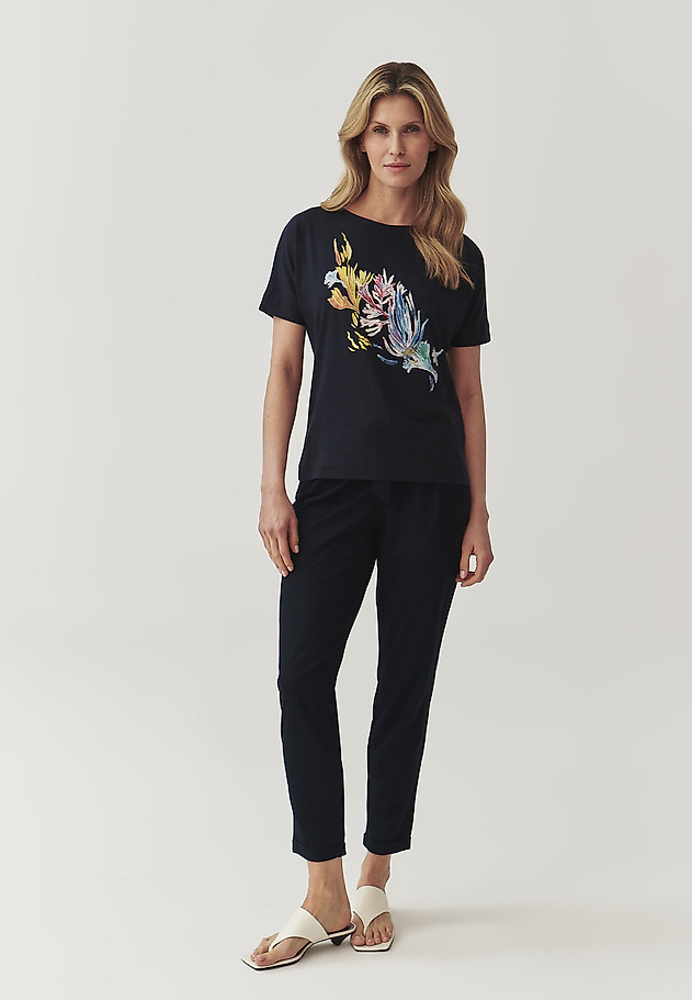 LADIES’ KIMONO T-SHIRT IN COLORFUL PRINT - LALI 1 LADIES’ KIMONO T-SHIRT IN COLORFUL PRINT - LALI 1 NAVY BLUE 2