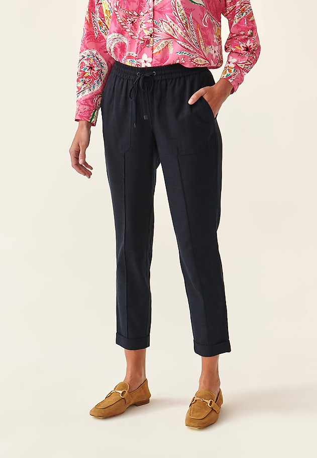 LADIES' TROUSERS WITH SEWN ON POCKETS SUMIKO LADIES' TROUSERS WITH SEWN ON POCKETS SUMIKO NAVY BLUE 3
