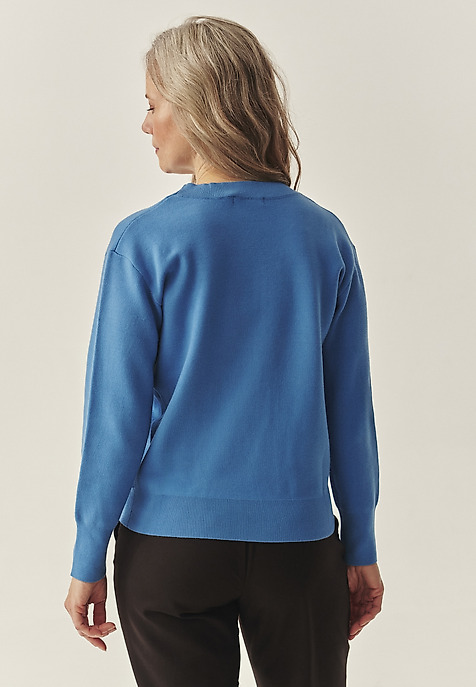 LADIES' SWEATER WITH A ROUND NECKLINE - BALAMI 1 BLUE 2