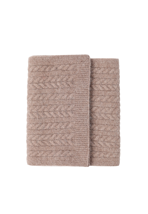 LADIES' KNITTED SCARF WITH PLAID PATTERN — TOPI LADIES' KNITTED SCARF WITH PLAID PATTERN — TOPI BEŻOWY 4