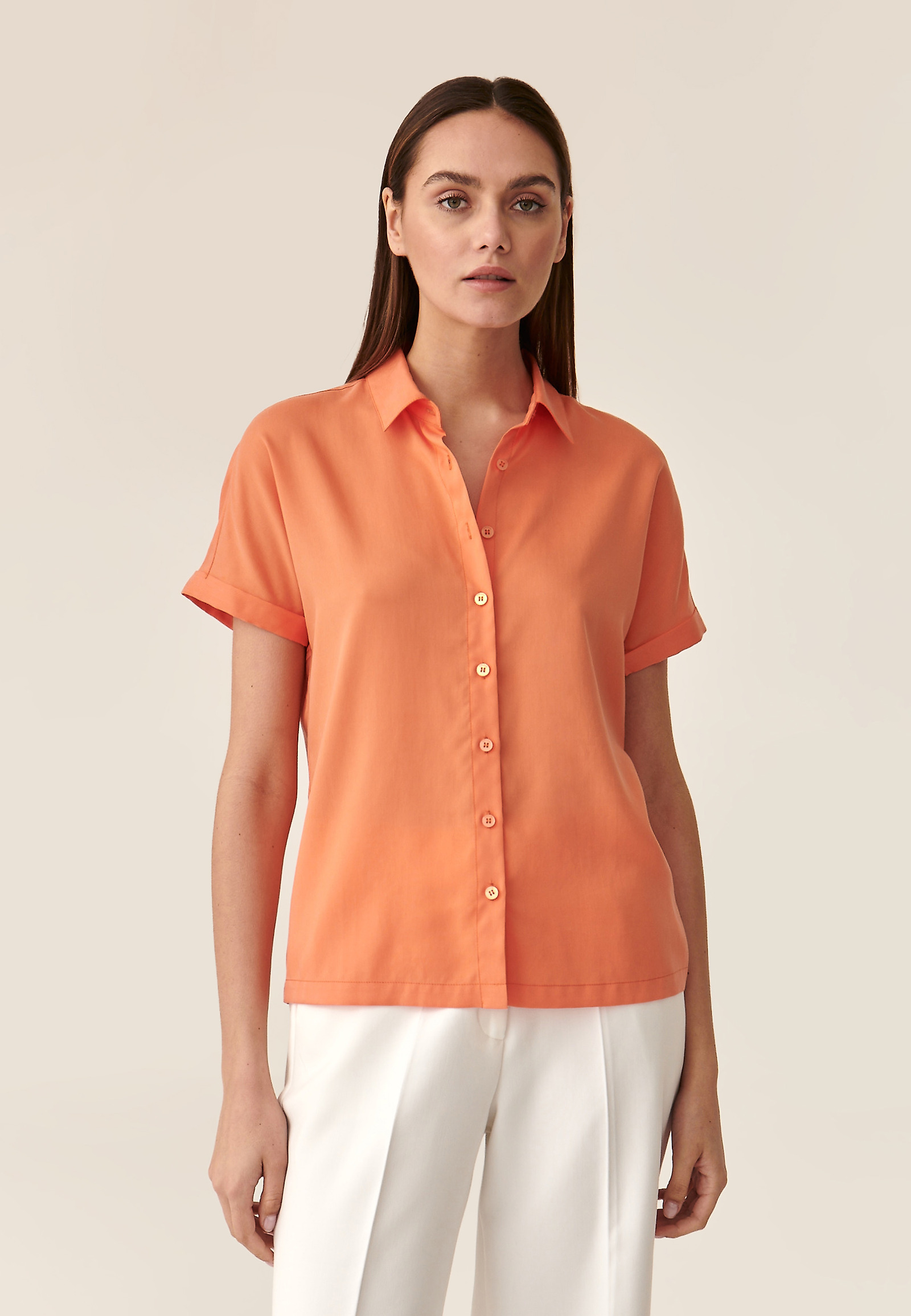 KOSZULA Z KRÓTKIM RĘKAWEM ZARKO KOSZULA Z KRÓTKIM RĘKAWEM ZARKO POMARAŃCZOWY 88807