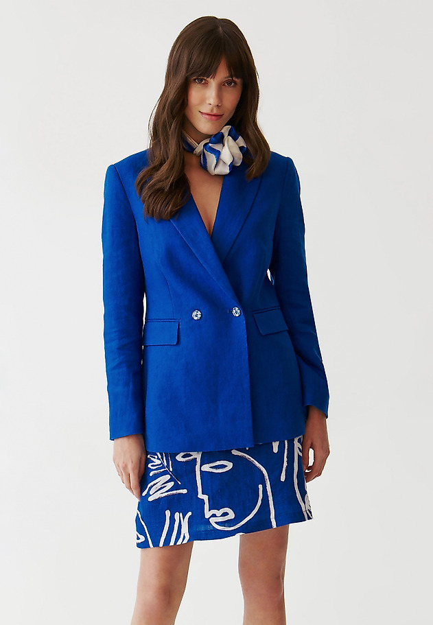 ŻAKIET TKANINOWY DWURZĘDOWY O SWOBODNYM KROJU - ADRIANNA 2 ŻAKIET TKANINOWY DWURZĘDOWY O SWOBODNYM KROJU - ADRIANNA 2 NIEBIESKI 1