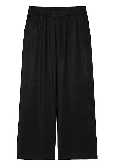 LINEN-VISCOSE WIDE LEG TROUSERS - NERJA BLACK 2