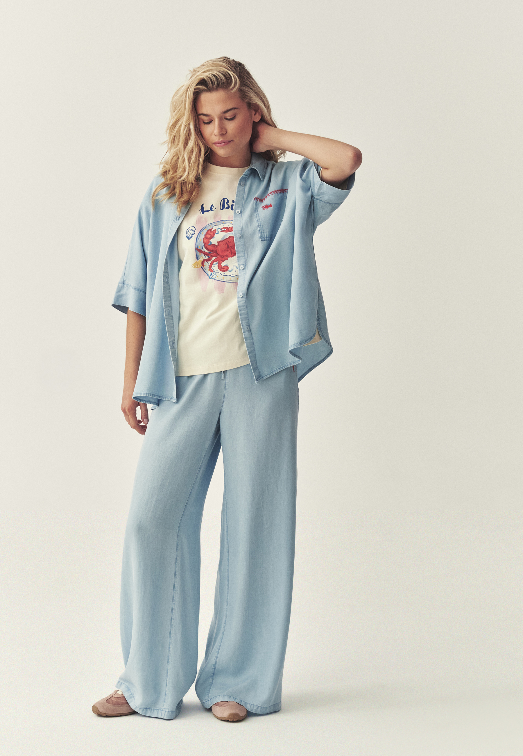 BAWEŁNIANY T-SHIRT Z NADRUKIEM - PLAYA